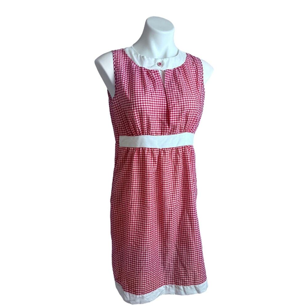 Vtg Sears Roebuck House Day Dress Sz S Red White Gingham Pinup Summer Picnic 60s